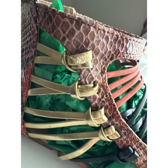 SODA Gladiator Sandals Snake Print Multicolored Straps Back Zip Open Toe Size 10 - Picture 8 of 8